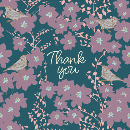 Floral Thank You Greeting Card - Pack of 1/10/30/50