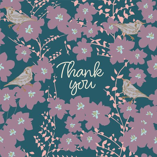 Floral Thank You Greeting Card - Pack of 1/10/30/50